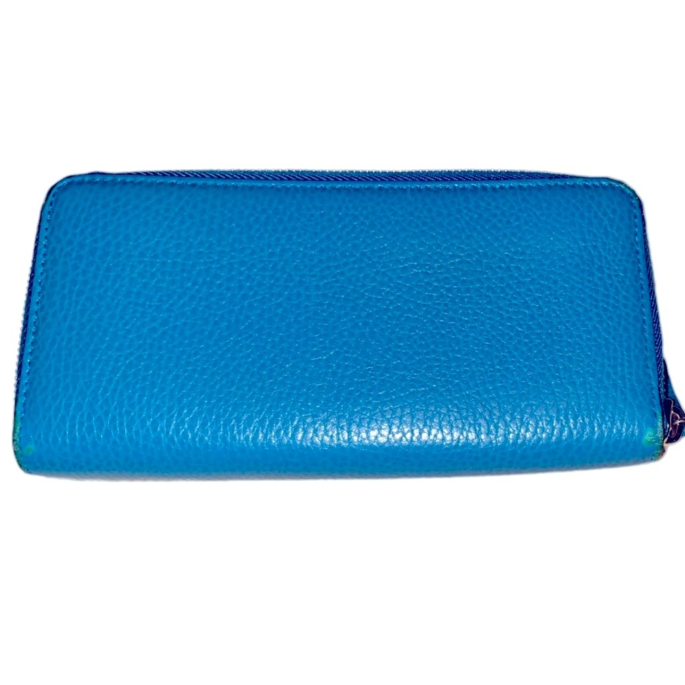 GUCCI Interlocking GG Zip Snap Teal Blue Leather Long Wallet - Picture 11 of 12